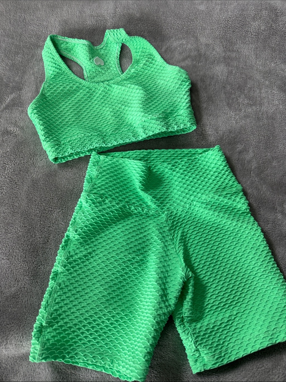 Booty By Brabants Neon Green Textured Bike Short & Tank Set - OS